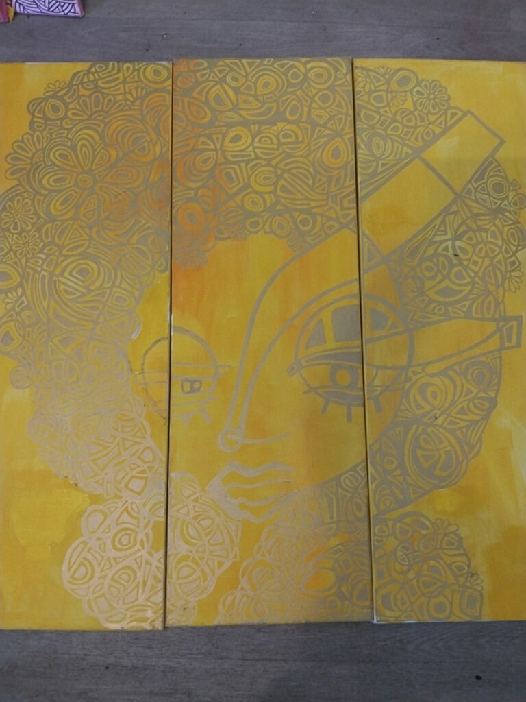 Oeuvre originale trois panneau tripetique x3 unites